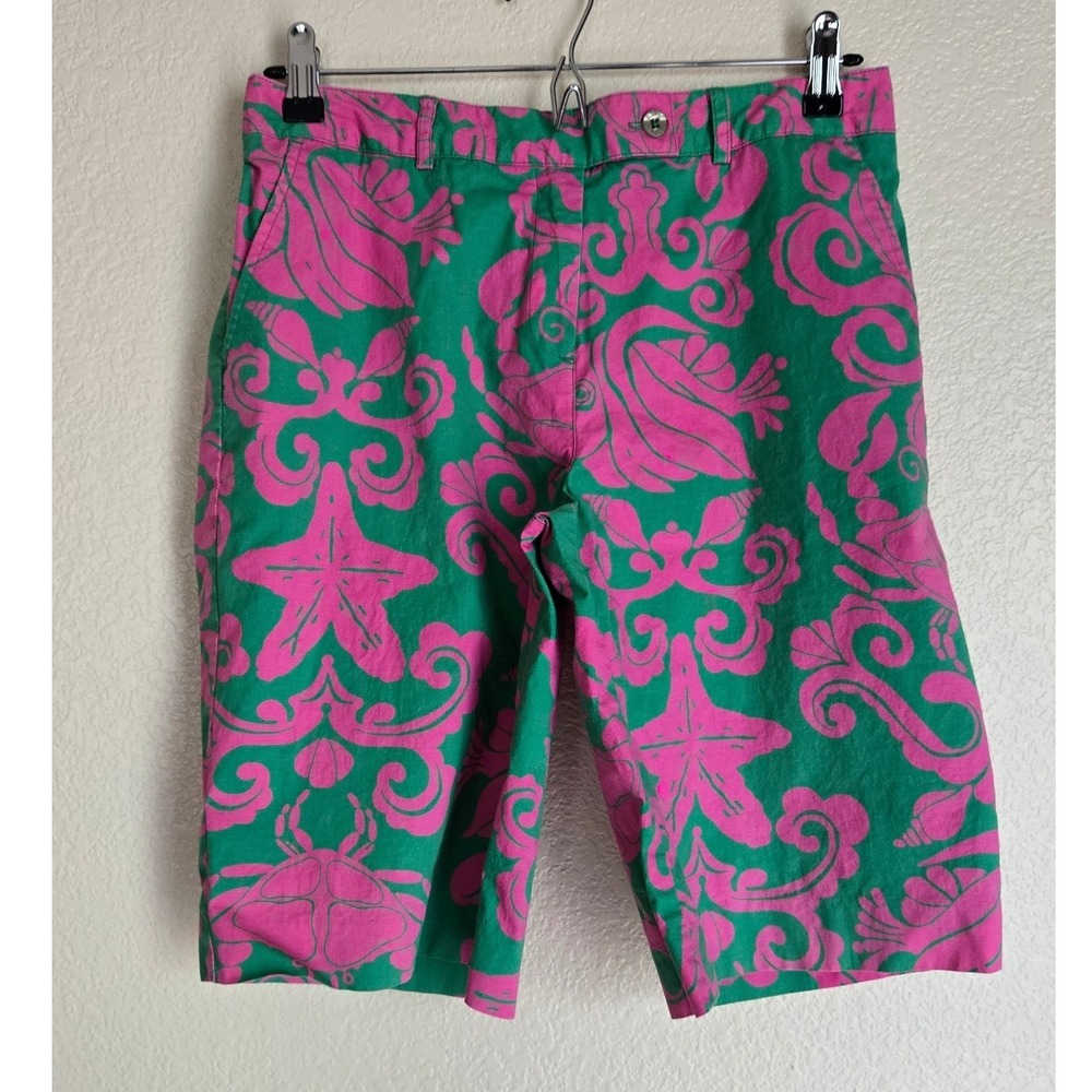 Lilly Pulitzer Womens Pink Green Starfish Crab Coastal Shorts Size 4